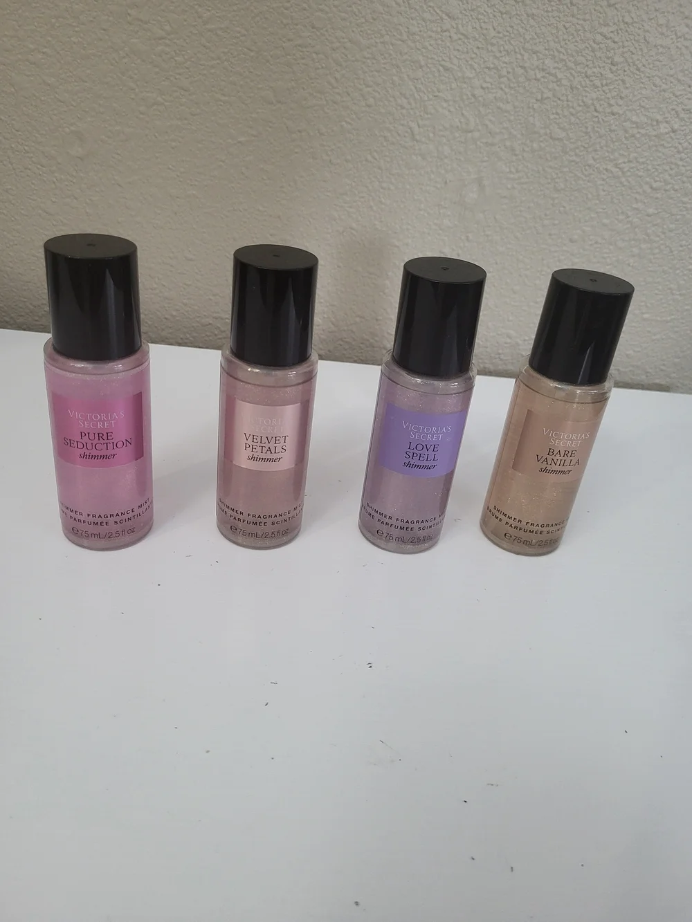 Victoria's Secret Body Shimmer Spray Fragrances Four 2.5 Oz Bottles